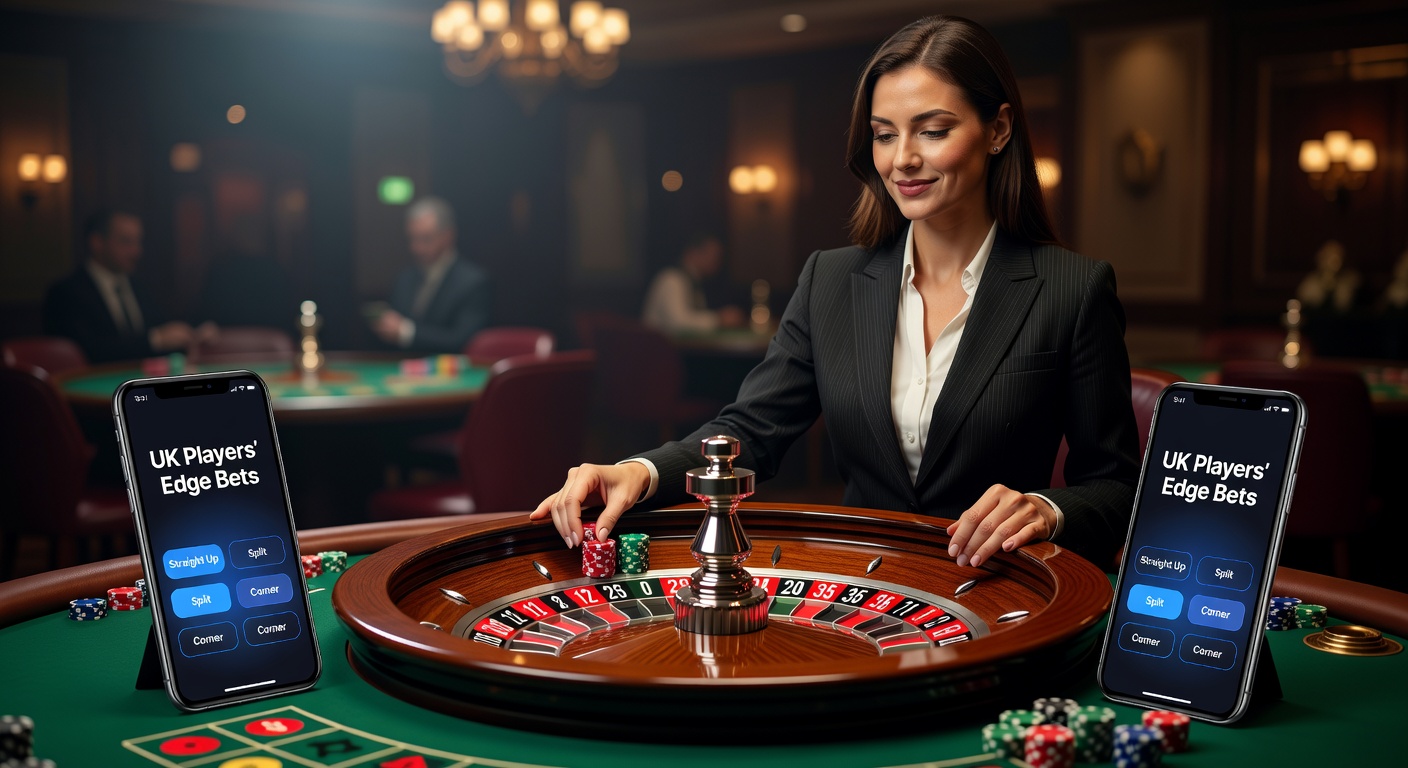 UK player on mobile device placing an edge bet on a live roulette table, with dealer interacting via video stream
