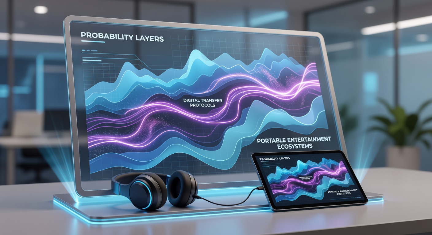 Illustration of data flow between probability models and mobile transfer protocols in entertainment apps