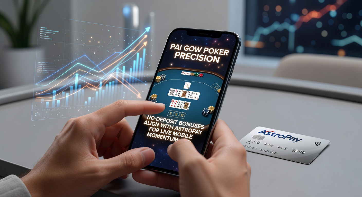 AstroPay prepaid card interface integrated with Pai Gow Poker app, displaying no-deposit bonus activation and live bet placements on mobile